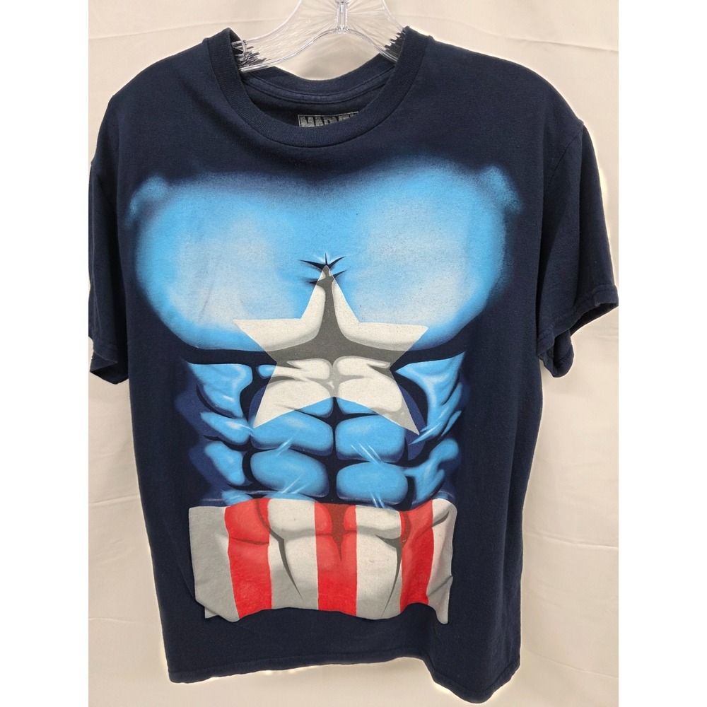 Marvel Captain America Muscle Chest T Shirt Mens Medium Navy Blue Mad Engine‎